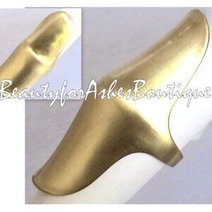 Celebrity Rock Star Elongated Long Chunky Brass Finger Gold Knuckle Edgy Ring 6
